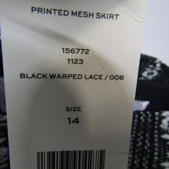 NEW TORY BURCH Womens Printed Silk Mesh Skirt Black Warped Lace size 14 - Picture 5 of 11